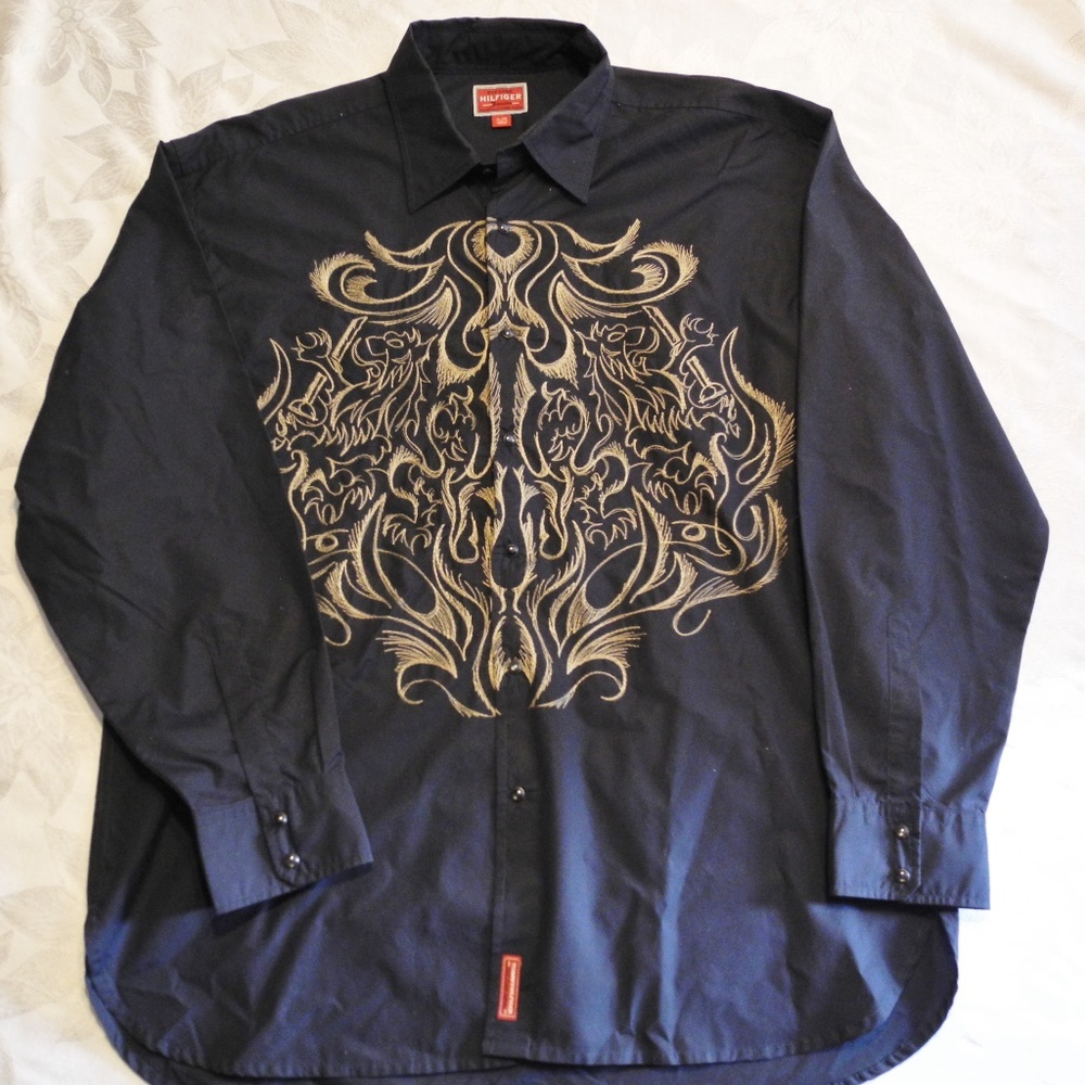Red Label Hilfiger Denim Pearl Snap Sz XL